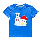 クリアランスセール！ Daoroka リトルボーイ カジュアル 半袖 ラウンドネック カートゥーン スネイルビハインドハウス プリントTシャツ ファッション キュート ブラウス 4T ブラック