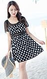 【ママ＆キッズ】Poche 全3柄 2色 水着に見えない 袖フリル ワンピース 水着 マタニティスイミング かわいい おしゃれ 大きいサイズ (2XL, ドット)
