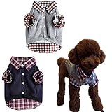 MIOIM ペット服 犬猫用 ドッグウェア チェック柄 パーカー お洒落 パパラッジ衫 セーター 綿製 夏秋用 暖かい 防寒 コート Tシャツ ペット用品 全2色4サイズ選べる