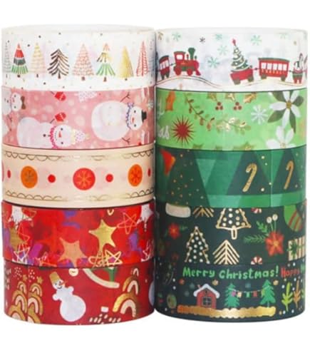 Amazon | カラフル ポップ クリスマス マスキングテープ 大量 8巻