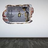 60 Second Makeover限定フルカラースケルトンPirate Ship Smashed Wall 3d効果under the ocean sea寝室ウォールステッカーデカール子供寝室装飾 