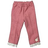 《H28年秋冬物》(日本製) Pample Mousse(パンプルムース) 裏毛両面起毛リンゴモチーフ裾レース8分丈パンツ 80cm/RE NO.DP-63357