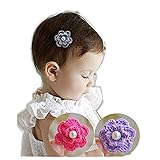 髪留め ヘアクリップ ベビー ニットフラワー mini ミニ ピンク＆パープル２色セット