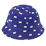 ベビー帽子 ハット ベビーキャップ 綿 クラウン柄 つば広 カジュアル かわいい バケットハット ひも付き 紫外線 日焼け防止 女児 男児 夏用 ギフト プレゼント ネービーブルー