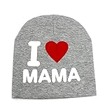 Wispun 可愛い ニット帽 ベビー I LOVE MAMA PAPA おしゃれ 春 秋 冬 黒 白 グレー (アイラブママ　灰)