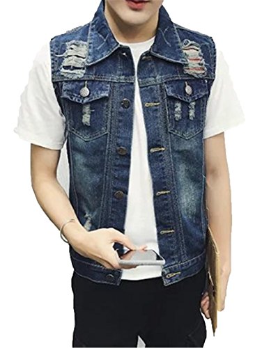 Yinuo ベスト メンズ デニムベスト カジュアル ノースリーブ チョッキ