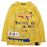 《春夏対応》 nico hrat(ニコフラート) 製品洗い加工済み 42/2天竺乗り物長袖Tシャツ 130cm /YE NO.B-270202