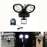 22個のLED回転可能なデュアルヘッドPIRモーションセンサーソーラーライトガーデンヤードウォールセキュリティランプ