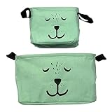 cre8tivepick Cute Bear折りたたみ式キャンバスストレージ、Collapsible Storage Binバスケット、ストレージキューブBin Set withハンドル、玩具ストレー