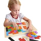 Demiawaking 知育おもちゃ 木製パズル テトリス 知育玩具 知恵 パズル