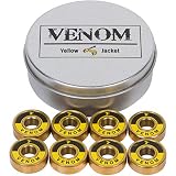 Yellow Jacket プレミアムスケートボードベアリング – チタンコーティング セラミックボール – プロロングボードベアリング – 高速 精密 スケートボード ロングボード インラインスケート用 – 8個パック (ゴールドベノム)