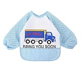 漫画車の防水ベビービブキッズ絵画スモックブルー、1?3年