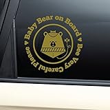 Baby Bear on Boardガールビニールデカールラップトップ車トラックバンパーウィンドウステッカー – メタリックゴールドマット