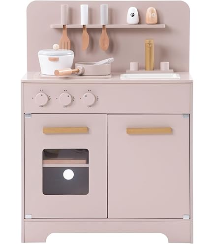 Amazon | おままごと キッチン 木製 調理器具付き ままごと