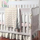 Carousel Designs Pale Pink and Gold Chevron Mini Crib Blanket by Carousel Designs