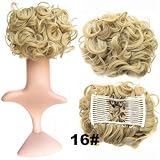 Dagly(TM) 48色女性ナチュラルレッドブロンドブラウン合成ヘアエクステンション2つのプラスチック製のくしやすい高速バンズドーナツカーリーシニョン[16＃]