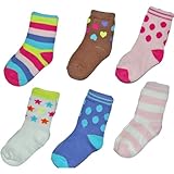 カーターズ（Carter's）女の子カラフルドット&ボーダーソックス6枚組セット(スター・ハート・水玉・ボーダー)0-3 months 0-3ヵ月用,靴下出産祝いギフト,子供ベビーキッズ服[並行輸入品