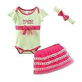 Mud Kingdomベビー　女の子　半袖ロンパース　カバーオール　膝丈スカート　チュール　カチューシャ　3点セットアップ　子供服　夏　綿　9M