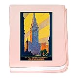 CafePress – Cleveland旅行ポスター2 – スーパーソフトベビー毛布、新生児おくるみ ピンク 06633337216832E