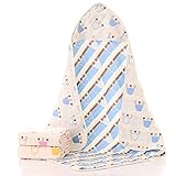 Petit Bella フード付き おくるみ ガーゼタオル 新生児 6重ガーゼケット ベビー 赤ちゃん オールシーズン 大判 100％コットン 通気 吸汗 保温 出産祝い(ブルー クラウン柄)