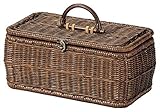 ソーイングボックス ラタン 籐 裁縫道具 カントリー調 ダークブラウン 約36×20×16cm HW-21DBR