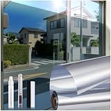 MIAONET 窓用フィルム 遮光フィルム 遮光シート マジックミラー 窓断熱シート ミラーフィルム 外から見えない 水で貼る 剥がせる 賃貸OK 遮熱 日差し対策 飛散防止 uvカット 紫外線カット 寝室 台所 事務所 書斎（シルバー，45x200cm）