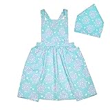 [よつば洋品店オリジナル] バッククロスエプロン＆三角巾2点セット ギャザー Aタイプ (M・130-140/サックスバード)【QO-YY445】 すっぽりかぶるだけ簡単着脱 子供 キッズ ジュニア