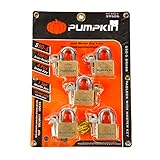 Pumpkin s50 – 5 Shortシャックル真鍮南京錠キーホームTopセキュリティロックツールスチールカバープレート( ptt-s50 – 5 : 39506 ) 5南京錠セット、パック1個。
