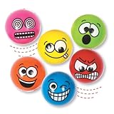 ファニーフェイス・スーパーボール（６個入り）子どもたちのアクティビティ、パーティやゲームの景品に　表情豊かなおもしろい顔のボール