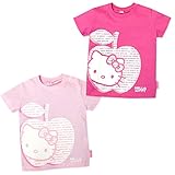 (ピンク/80cm)子供服 女の子 Tシャツ 半袖 HELLO KITTY ハローキティ ラメプリント スナップボタン タグ装飾 女児 ベビー
