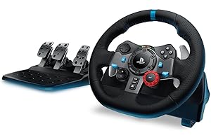Logitech G29 Driving Force Racing Wheel and Floor Pedals, Real Force Feedback, Stainless Steel Paddle Shifters, Leather Steering Wheel Cover for PS5, PS4, PC, Mac
