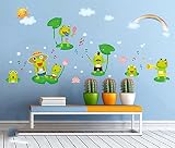 Fange DIY Removable Happy Frog Cartoon Art Mural Vinyl Waterproof Wall Stickers Kids Room Decor Nurs