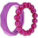 MyBoo Autism/Sensory/Teething Chewable Geometric and Beads Bracelet Bundle - Set of 2, Purple/Magent