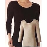 ブレスサーモ やわらかストレッチ 女性用 七分袖シャツ Mサイズ ブラック 三冨D