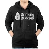 メンズ ジャケット ファスナー スウェットシャツ パーカー 飲む 仲間 ベビー ボトル スタイリッシュ フード付き プルオーバー フィットネス クール Black XL