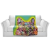 ブランケットウルトラソフトFuzzy 4サイズ！DIANOCHEデザインからby Dean Russoフレンチブルドッグ犬3ホームDecor Unique Designer芸術的スタイリッシュな寝室ア