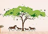 Pop Decors PT-0108-Vb Beautiful Wall Decal African Tree and Horses [並行輸入品]
