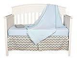 Blue and Gray Zig Zag Chevron 4 Piece Baby Boy Crib Bedding Set by BabyBebe