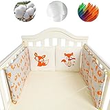 ベビーベッドガード サイドガード クッション 赤ちゃんベッドバンパー かわいい ひも付き 半周タイプ 組み合わせ 多機能 6点セット (オレンジ)