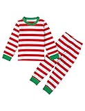 Kukuo 子供 セットアップ 上下 2点セット Tシャツ パンツ ボーダー 柄 長袖 ルームウェア 部屋着 パジャマ 寝巻き クリスマス ベビー服 男女兼用 子供用 キッズ用　レッド4