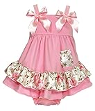 Stephan Baby Swing Top and Ruffled Diaper Cover, Pink Roses, 6-12 Months