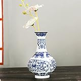 TOPmountain アンティーク ウォールマウント 磁器花瓶 伝統的な 中国青い白 フラワーペイントレアセラミック リビングルームのホームオーナメント