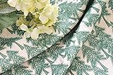 刺繡生地コットンリネン生地生地ツリーパターン厚手の生地470グラム/メートル140cmx50cmガーメントドレステーブルクロス用DIYハンドクラフト生地 (ベージュとグリーン)