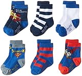 SUPERMAN スーパーマン ベビー クルー ソックス 靴下 6足セット 3/12ヶ月 約9～11cm