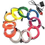 AutoECラウンドワイヤ柔軟なネオンライトグローElワイヤーロープテープケーブルストリップLEDネオンライト 4m 13ft ブラック AutoEC_REL29