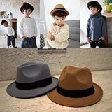 【Kan Sei+】中折れ帽子 パパみたいな紳士に！キッズ お出かけ ユニセックス ハット (キャメル)