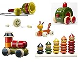 Ceejay 6カラフルな木製のおもちゃおもちゃセットwith Wheels &スキルToys