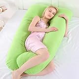 etbotu多機能妊娠枕、快適なU字クッション取り外し可能&サイドSleeping、用洗濯可能 70x130cm グリーン KY-HOME-A-040818-024