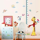 Cartoon Animals Wall Stickers Butterflies Flowers Photo Frames Height Measurement Removable Wall Dec