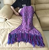 Janeka 2016 Latest Handmade Mermaid Tail Blanket with Scales,Handcraft Crochet Sleeping Bag Blanket 